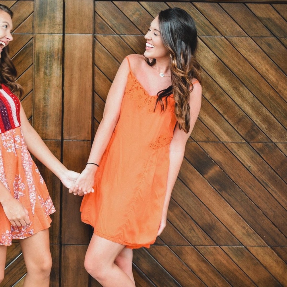 Orange lace spaghetti strap sanctuary dress